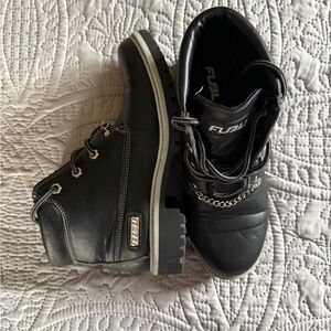 FUBU Black Boots with Chain Accent